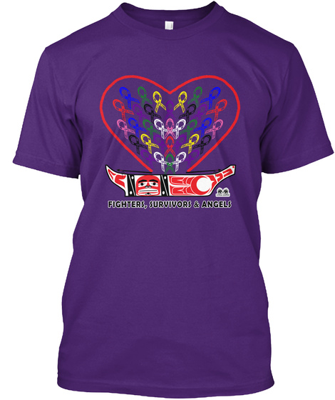 Fighters, Survivors & Angels Purple T-Shirt Front