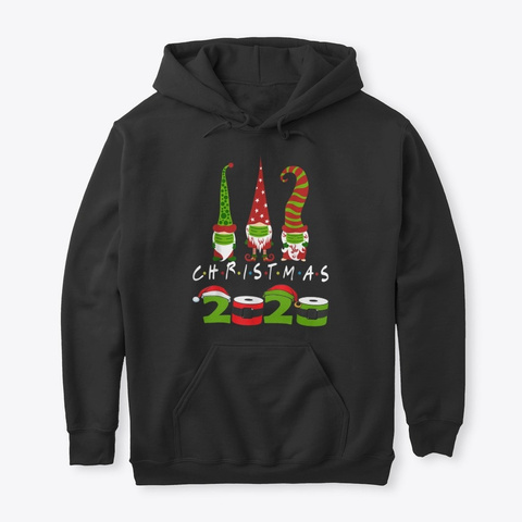 Quarantine Gnomes Mask Christmas Gift Black T-Shirt Front