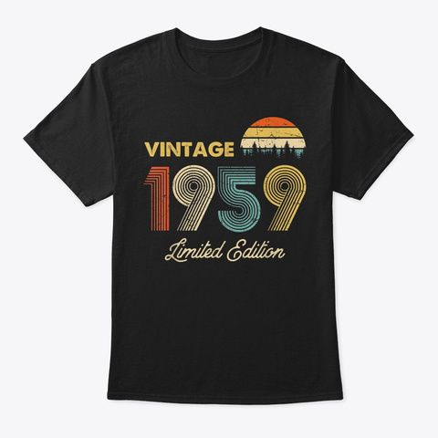 Vintage 1959 Made In 1979 60th Birthday Black T-Shirt Front