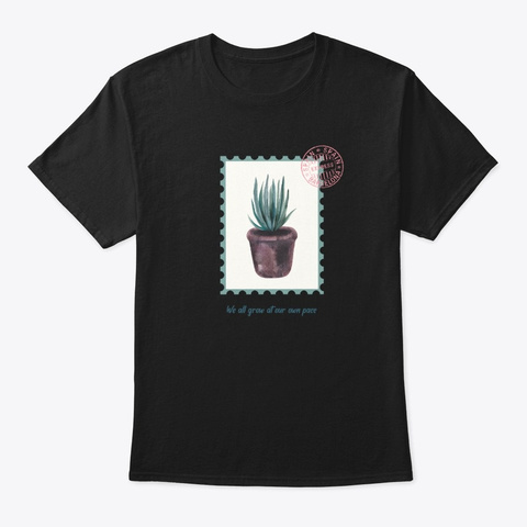 Japanese Style Plant Black T-Shirt Front