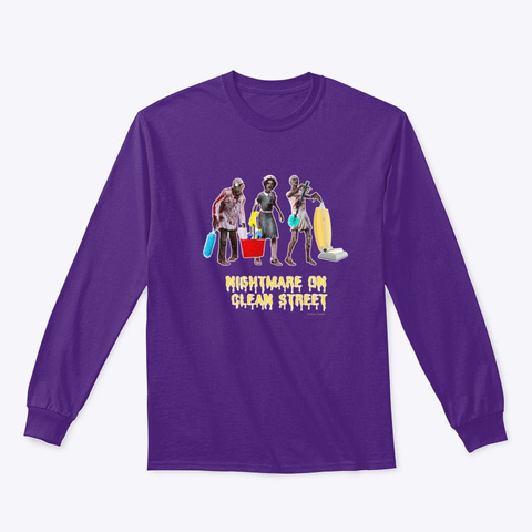 Nightmare On Clean Street Halloween Fun Purple T-Shirt Front