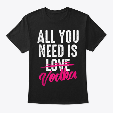All You Need Is Vodka Art Cupid Cocktail Black T-Shirt Front