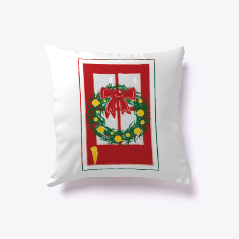 Merry Christmas  Red Door Pillow White Kaos Front