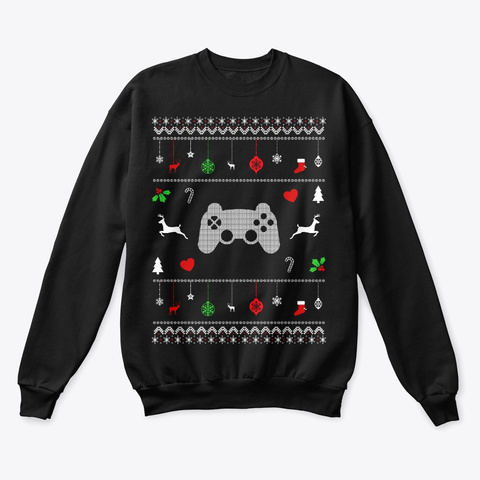 Gaming Ugly Christmas Sweater Black T-Shirt Front