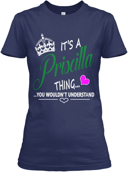 Priscilla Navy T-Shirt Front