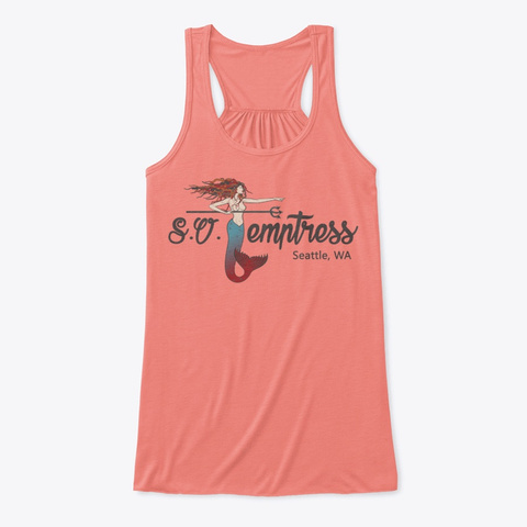 Sailboat S/V Temptress Mermaid Logo Tank Coral T-Shirt Front