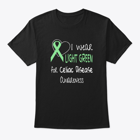 I Wear Light Green For Celiac Disease Black T-Shirt Front