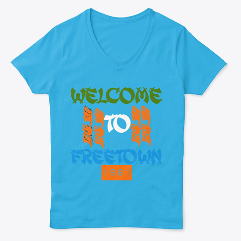Welcome To Freetown Aquatic Blue  T-Shirt Front