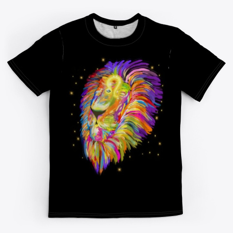Meditating Lion Black T-Shirt Front