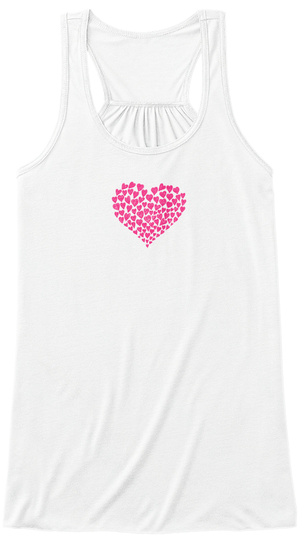 Yoga Fitness Tank Top Pink Heart White T-Shirt Front