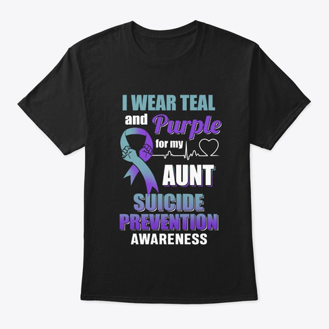 I Wear Teal And Purple For My Aunt Black T-Shirt Front