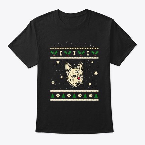 Christmas French Bulldog Gift Black Camiseta Front
