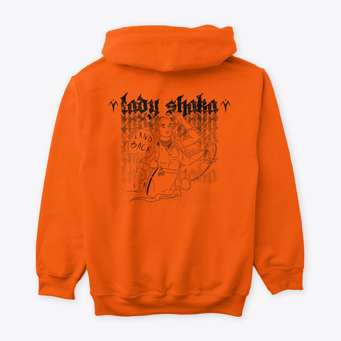 Lady Shaka 'land Back' (Org) Safety Orange T-Shirt Back