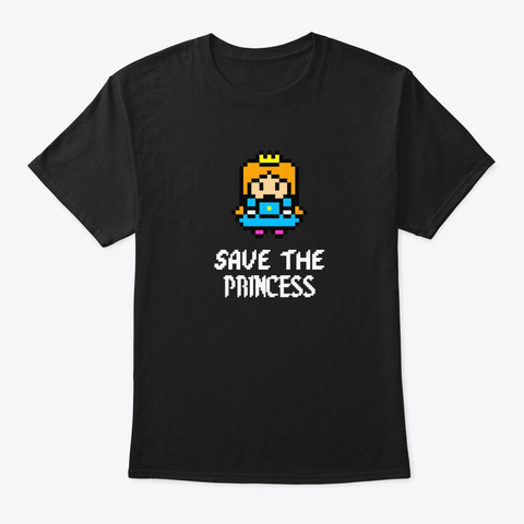 Save The Princess Black Camiseta Front