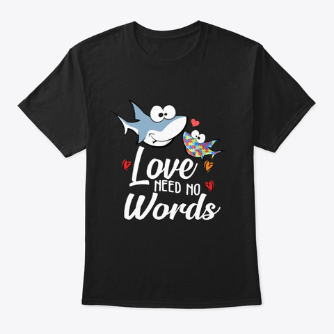 Shark Autism Mom Gift Black T-Shirt Front