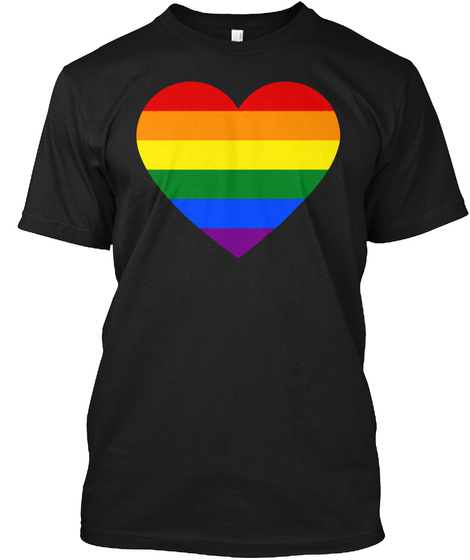 Rainbow Heart Lesbian Pride Lgbt Pride G Black T-Shirt Front