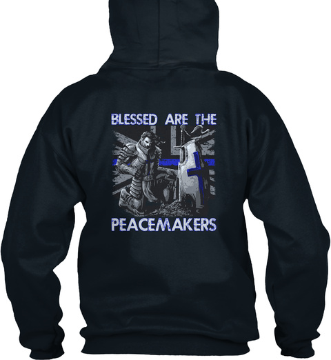  Blessed Are The Peacemakers French Navy T-Shirt Back