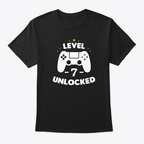 Level 7 Unlocked Gamer Controller Black T-Shirt Front