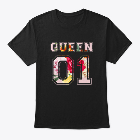 🎁 New King And Queen T Shirts Black T-Shirt Front