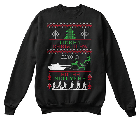 Merry Christmas And A Hooah New Year  Black T-Shirt Front