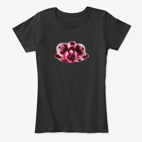 Orchid On Black Black T-Shirt Front