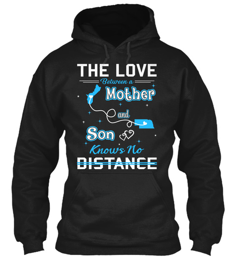 The Love Between A Mother And Son Knows No Distance. Guam  Nebraska Black T-Shirt Front