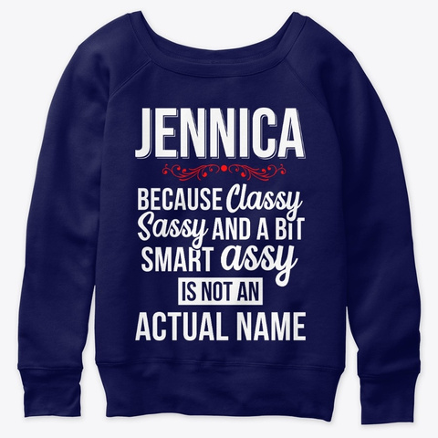 Jennica Classy, Sassy And A Bit Smart  Navy  T-Shirt Front
