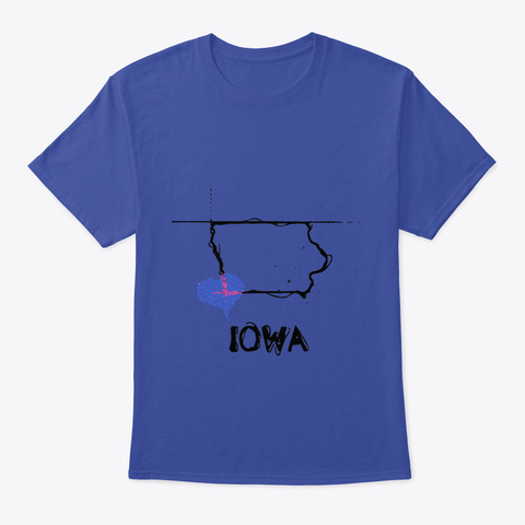Love Iowa State Sketch Usa Black Art Des Deep Royal T-Shirt Front