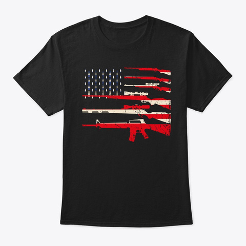 Usa Flag Rifles Guns Weapons 2 A Amendmen Black Camiseta Front