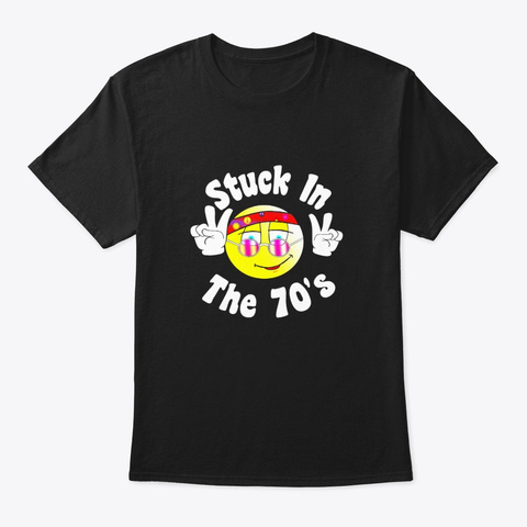 Groovy Retro Seventies T Shirt Stuck In Black T-Shirt Front