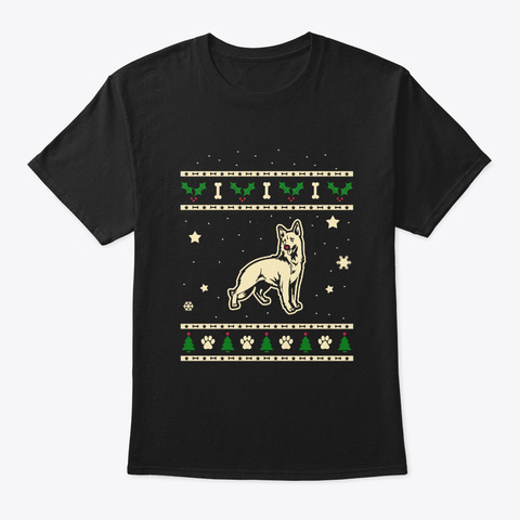 Christmas White Shepherd Gift Black T-Shirt Front