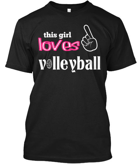 This Girl Loves V       Lleyball Black T-Shirt Front