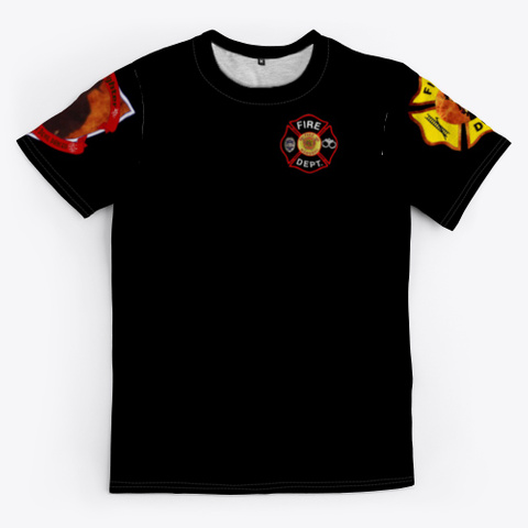 Fire Truck Black T-Shirt Front