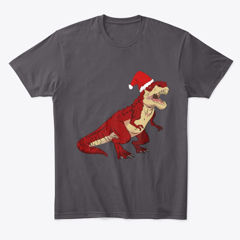Christmas T Rex Presents And Christmas Heathered Charcoal  T-Shirt Front