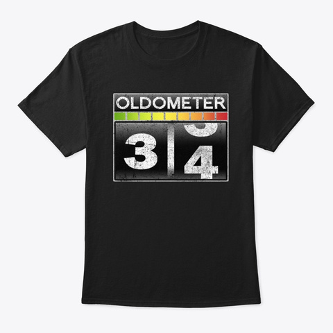Oldometer 34 Awesome 34th Birthday Gift Black Camiseta Front