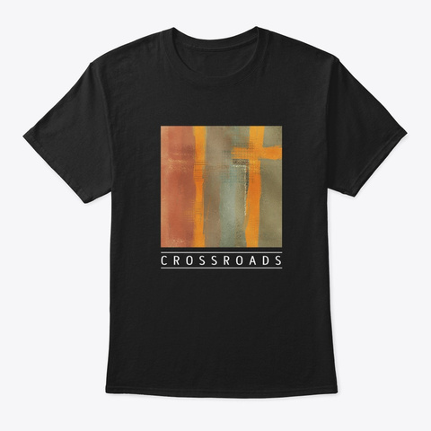 Abstract Art Design "Crossroads" Black T-Shirt Front