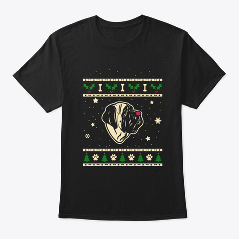 Christmas English Mastiff Gift Black T-Shirt Front