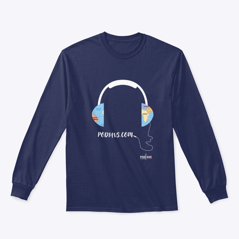 Connecting The World With Podcasts Navy T-Shirt Front