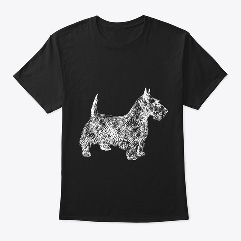 Scottie Dog Lover Line Art Illustration Black T-Shirt Front
