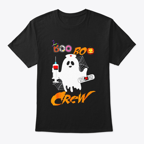 Boo Boo Crew Nurse Ghost Funny Halloween Black Camiseta Front