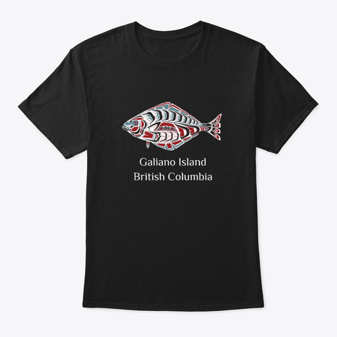 Galiano Island, Bc Halibut Northwest Black T-Shirt Front