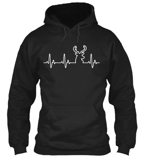 Deer Heartbeat — Hoodies And Tees Black T-Shirt Front