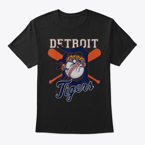 Tiger Mascot Distressed Detroit Base Tsh Black T-Shirt Front