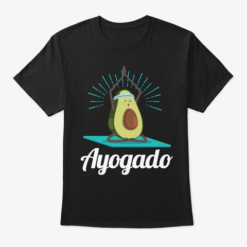 Ayogado | Yoga Avocado Black T-Shirt Front