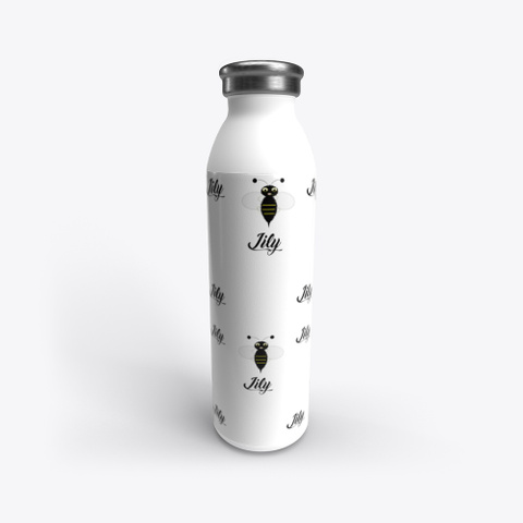 "Lily" Stainless Steel Water Bottle White T-Shirt Back