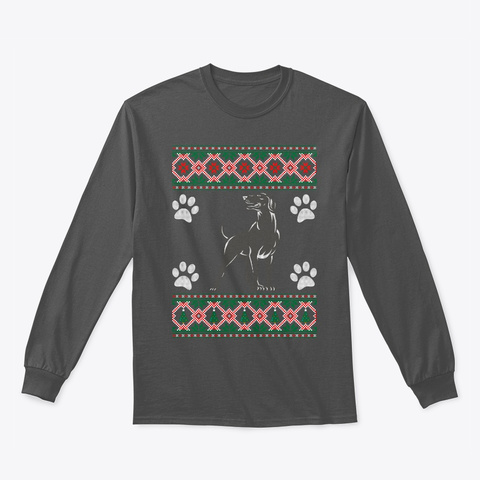 Pointer Dog Ugly Christmas Sweater Gift Charcoal T-Shirt Front