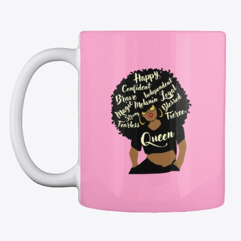 Happy Afro Queen Mug Pink Camo T-Shirt Front