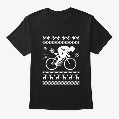 Awesome Christmas Biking Black T-Shirt Front