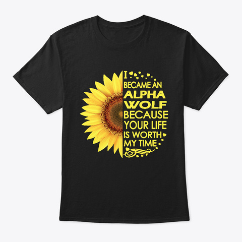 Alpha Wolf Sunflower Black T-Shirt Front