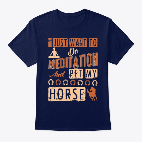 Meditation Pet Horse Navy Camiseta Front
